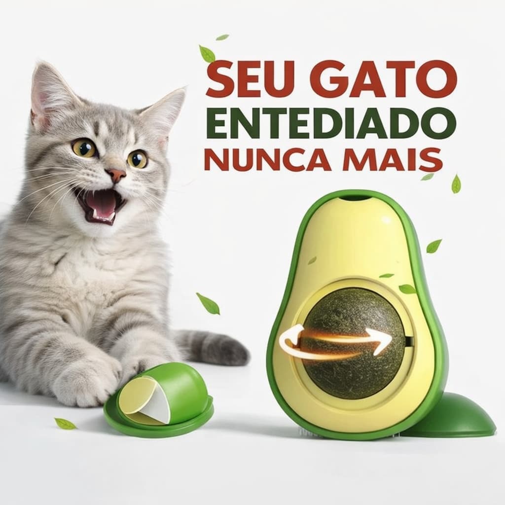 Brinquedo Para Gatos Catnip Interativo Bolinha Abacate Limpeza Dental Anti Estresse Pet
