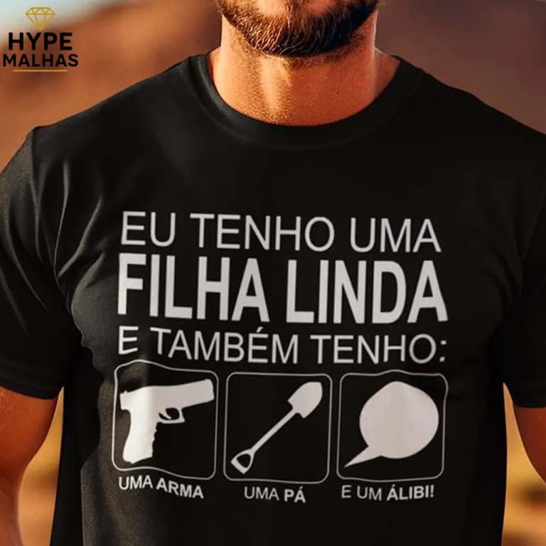 Camiseta Algodão Premium Pai De Menina Frase Engraçada