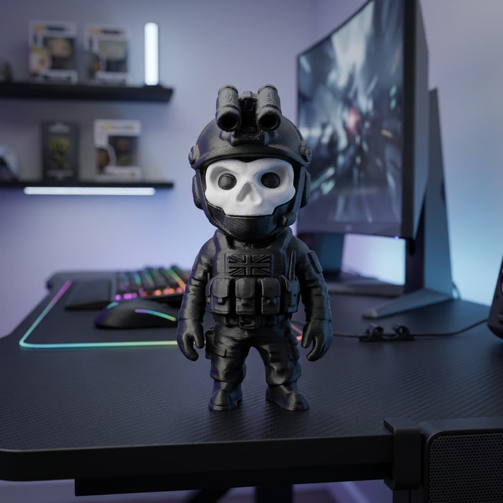 Boneco Colecionável Mini Ghost Decoração Setup Gamer Personagem Call of Duty Cod Warzone -Decorativo