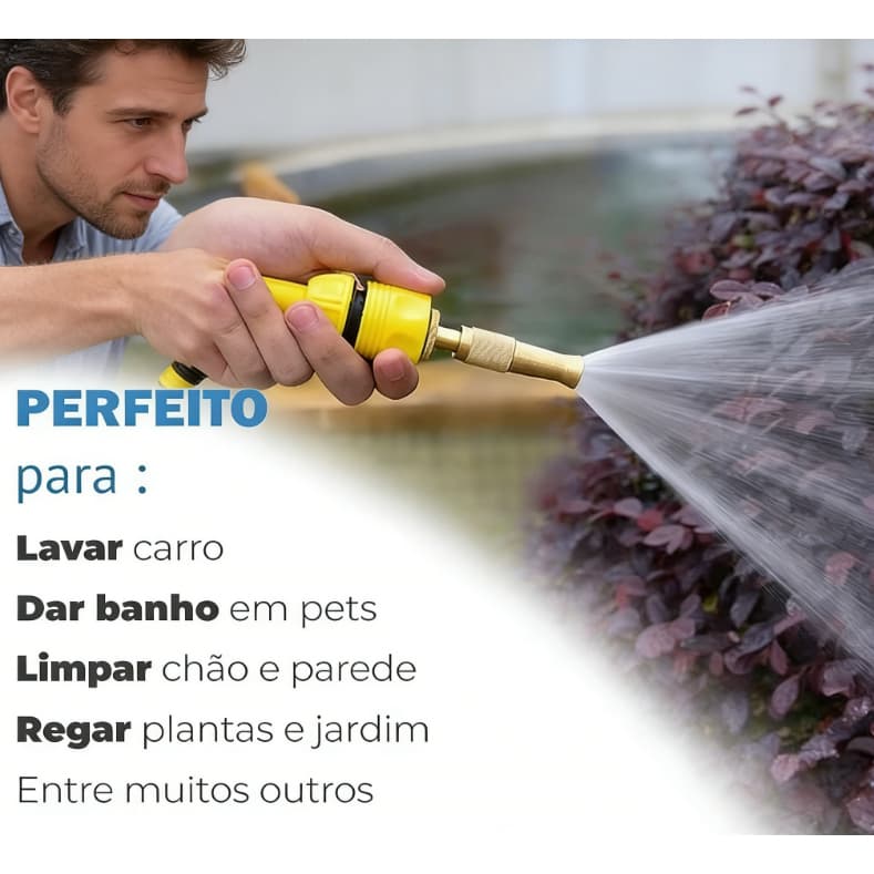 Bico de Mangueira de Compressão 1/2 + Conector Esguicho | Para Limpeza e Irrigação de Jardim