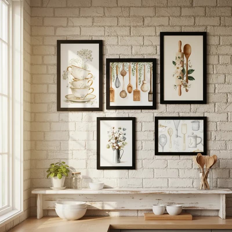 Quadros Decorativos Cozinha Vintage Flores Talheres Estiloso Para Cantina Sala Hall Cantina