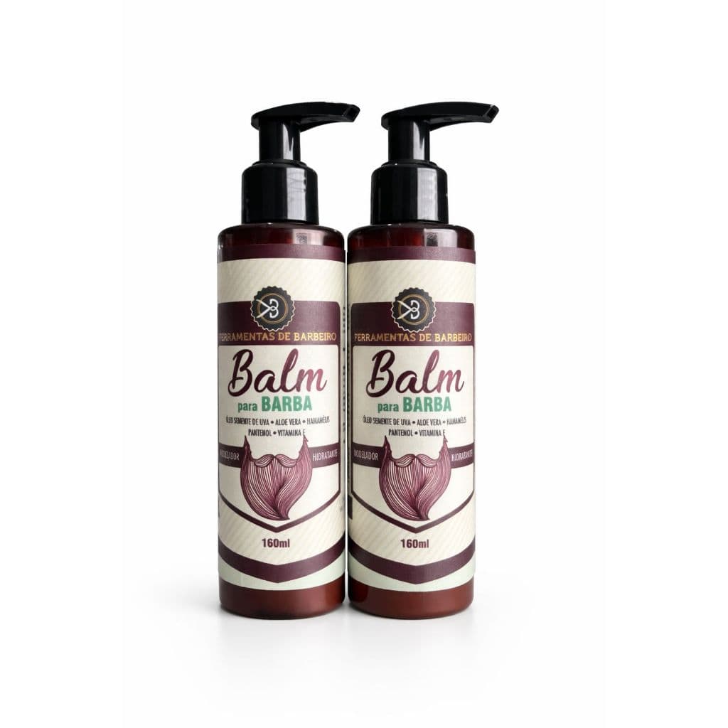 Kit com 2un de Balm Para Barba Hidratante 160ml Amacia e Modela-Ferramentas de Barbeiro
