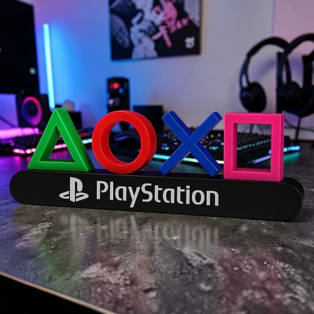 Letreiro Gamer PlayStation Decorativo Jogos Gamer | Placa Geek PS5 para Decoração de Game Room