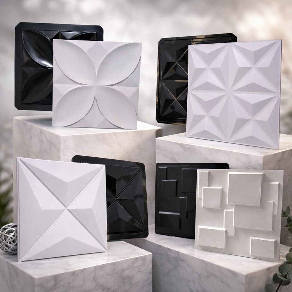 4 Forma 3D Para Parede Molde 3D Para Gesso kit 4 Molde Painel 3D 40X40