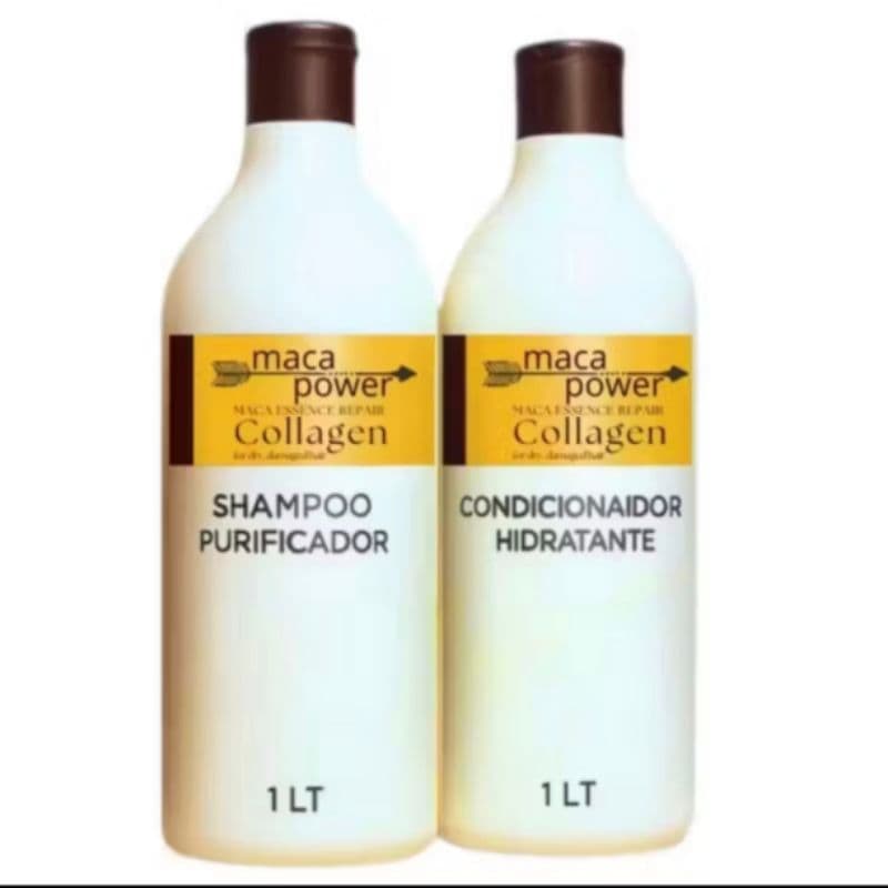 Kit Shampoo + Condicionador Maca Power colágeno 1 Litro – Tratamento Profissional