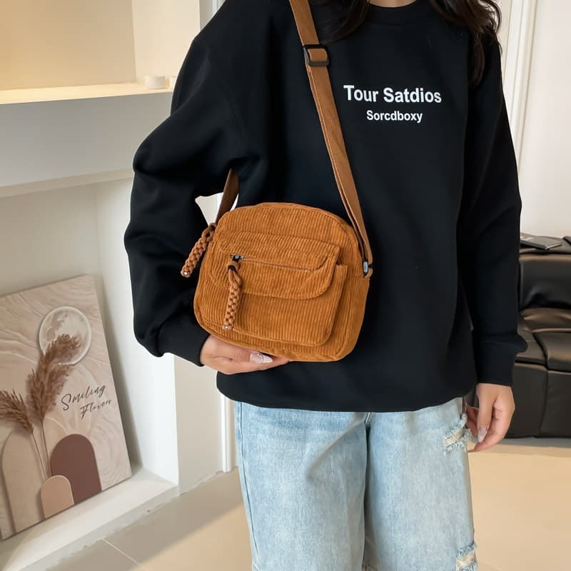 Bolsa Feminina Veludo Tiracolo Mensageiro Casual Fashion Sólido
