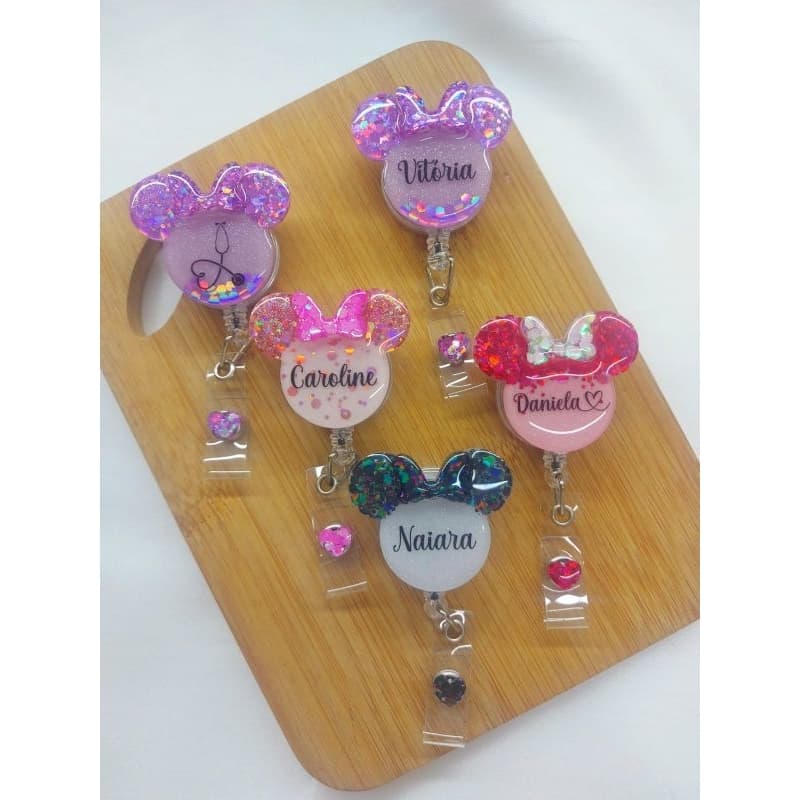 UN Porta Crachá Minnie/Mickey em resina epóxi