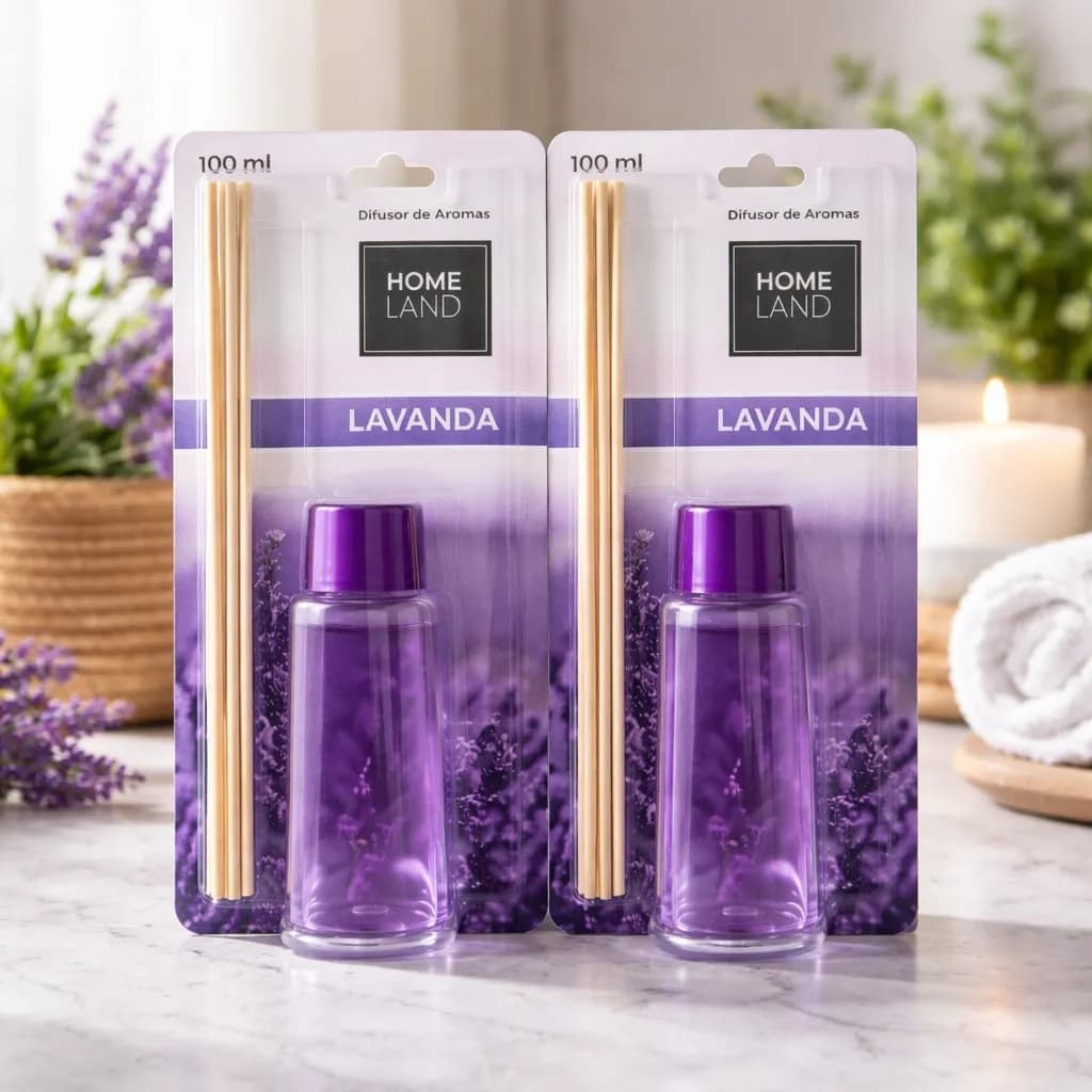 Kit Difusor de Aromas Lavanda 100ml – Casa Perfumada com Varetas – Opções 2 ou 6 Unidades