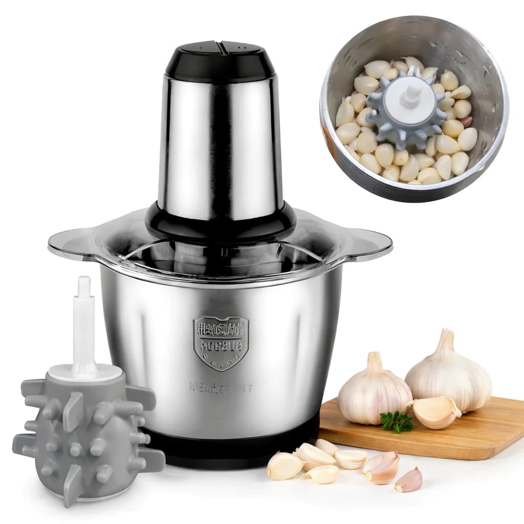 Moedor Elétrico 2L e 3L Picador de Carne, Alho e Legumes + Descascador de alho
