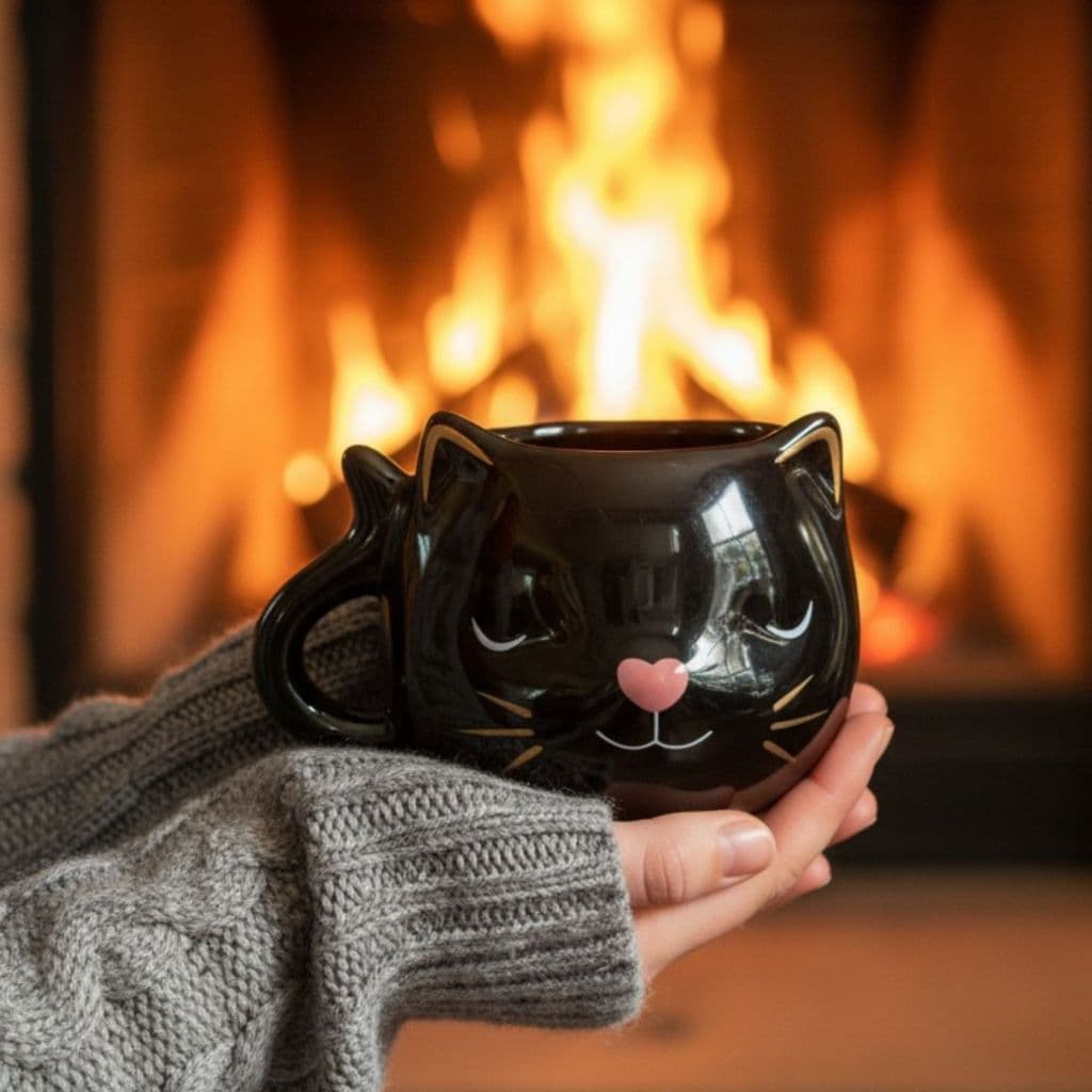 Caneca 3D Gato Preto 380ml Personalizada Gatinho Fofo Presente Namorada Mulher Decoração Mãe Pet