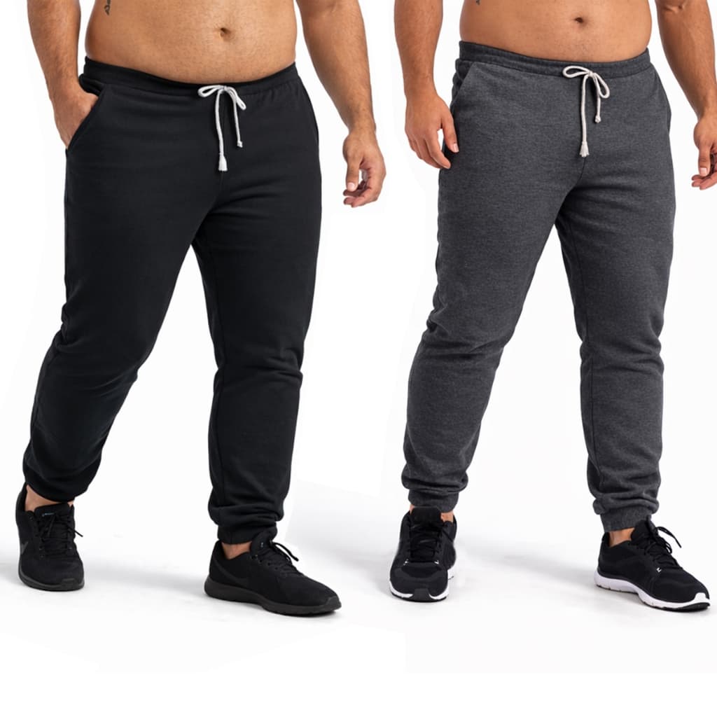 Kit02 Calça Moletom Masculina Plus Size Punho Skinny Academia