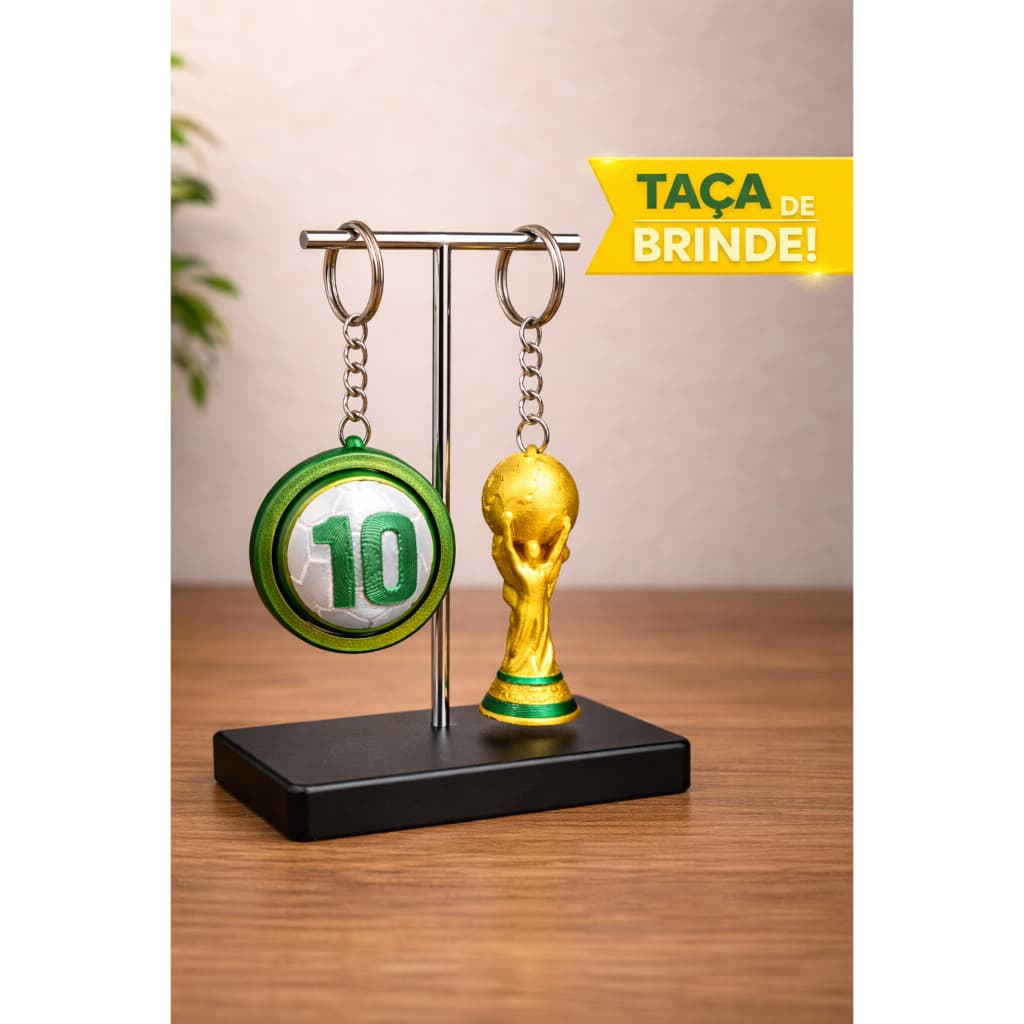 Chaveiro giratório Copa do Mundo - Edição Especial + Chaveiro Taça ⚽🏆