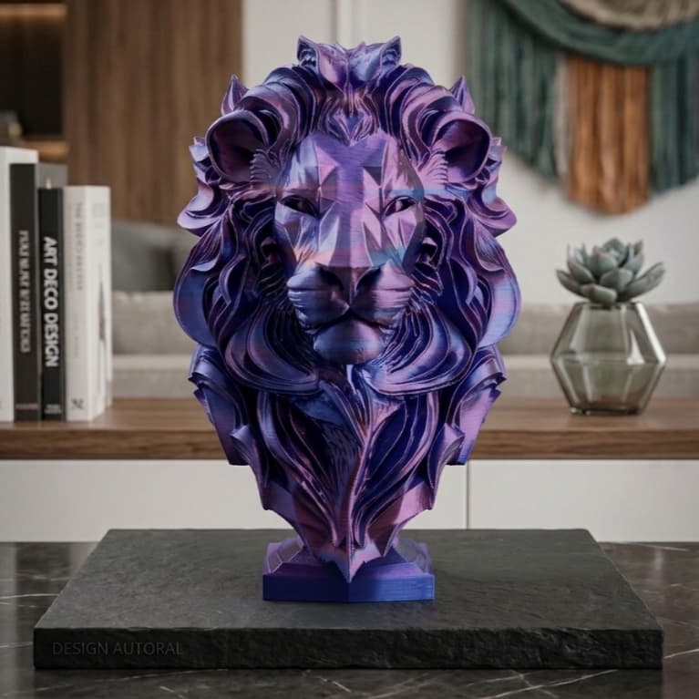 Estátua de Leão Decorativa  – Escultura Moderna Luxo com Acabamento Premium para Sala e Escritório