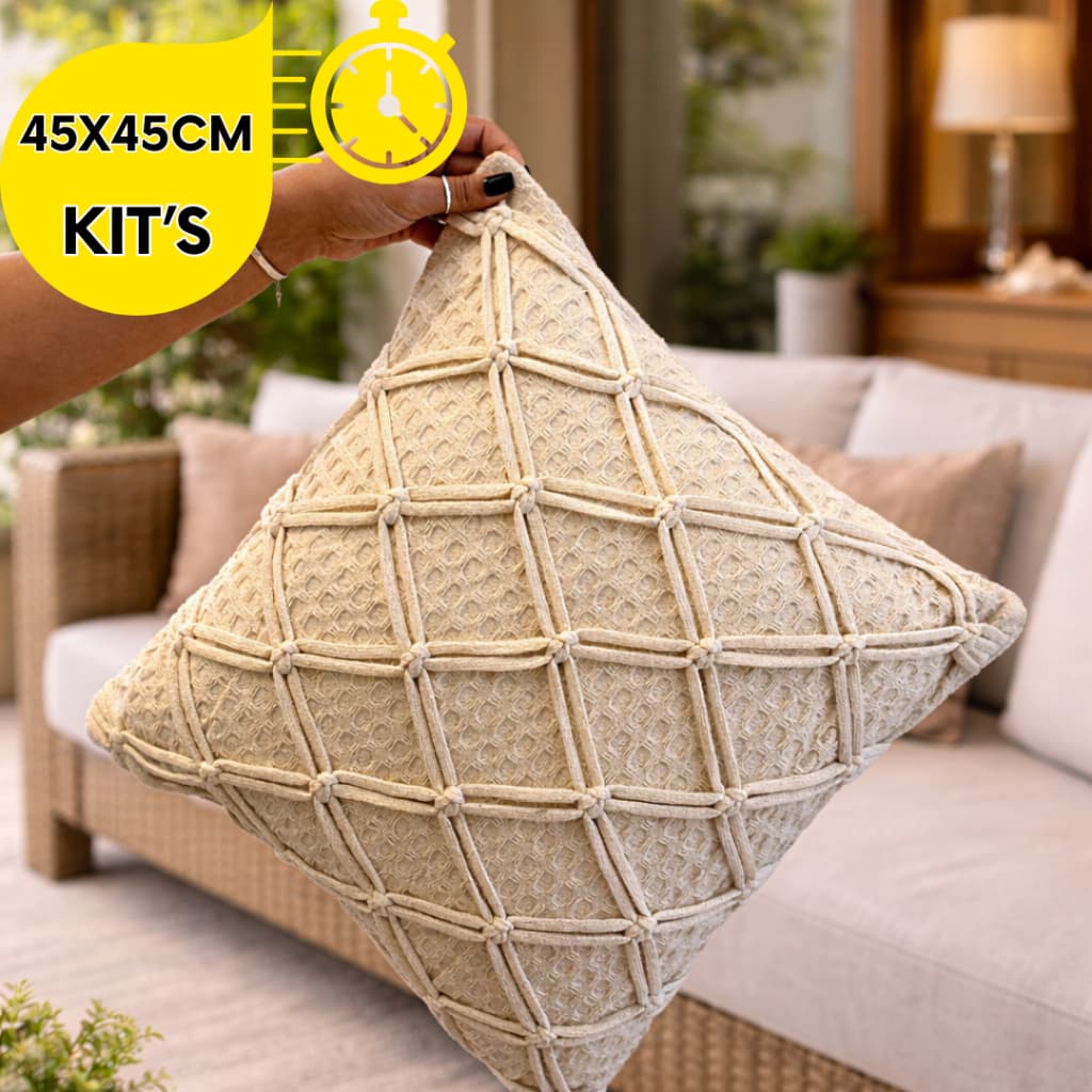 KITS 1/2/3 CAPAS DE ALMOFADAS 45X45CM TRANÇADAS – PREMIUM CRUAS LINHO DECORAÇÃO MODERNA SOFÁ E CAMA.