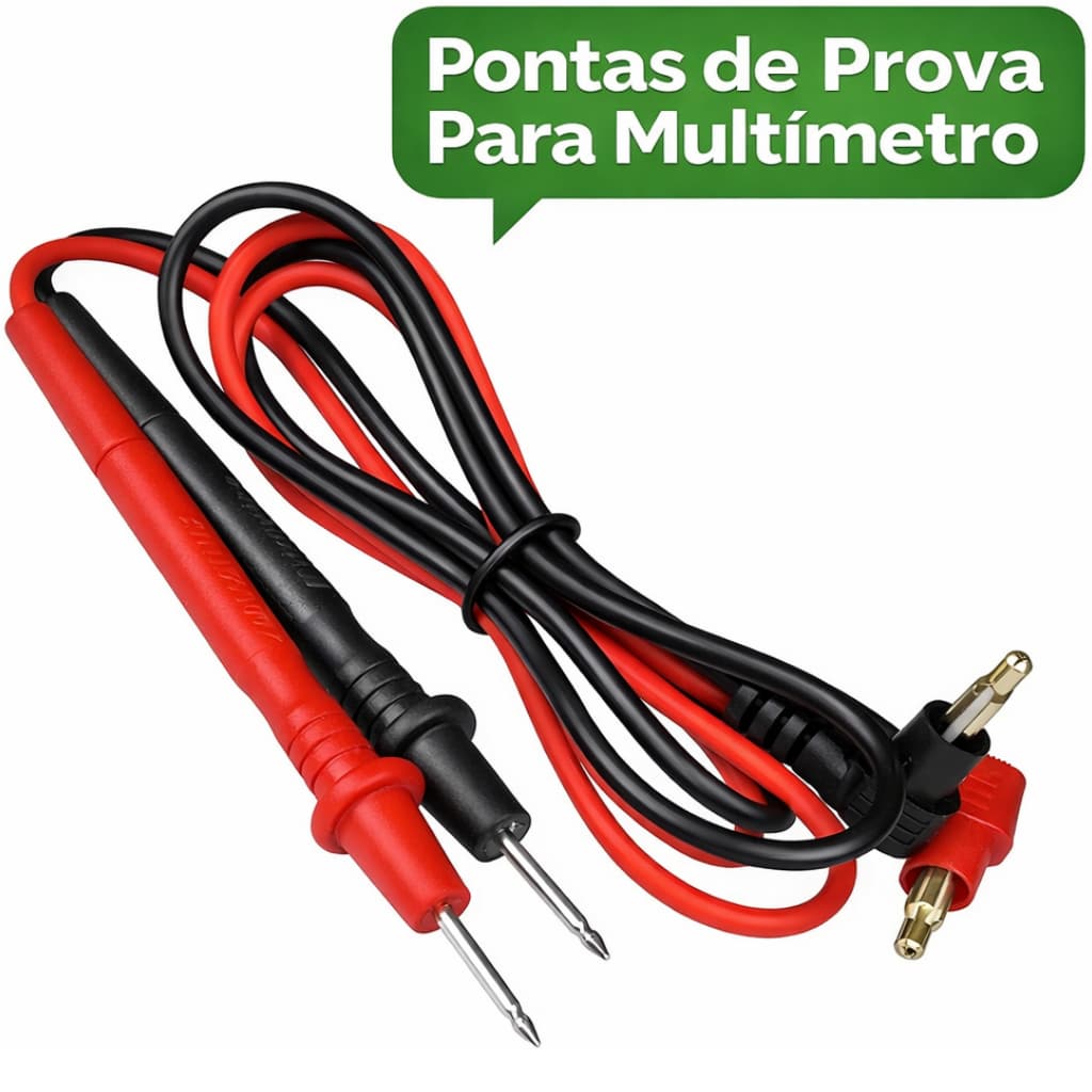 Ponta de Prova 16A Pino 90° Ponta Agulha Banana 4mm Cabo Teste Multímetro EXBOM PTM-210