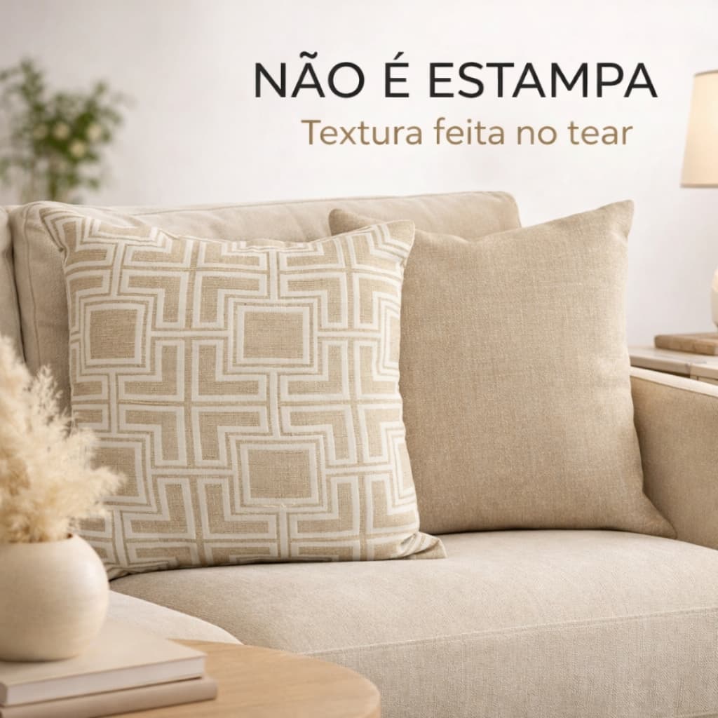 Kit 2 Capas de Almofada 45x45 Algodão Texturizado em Tear Não é Estampa Zíper Discreto Premium