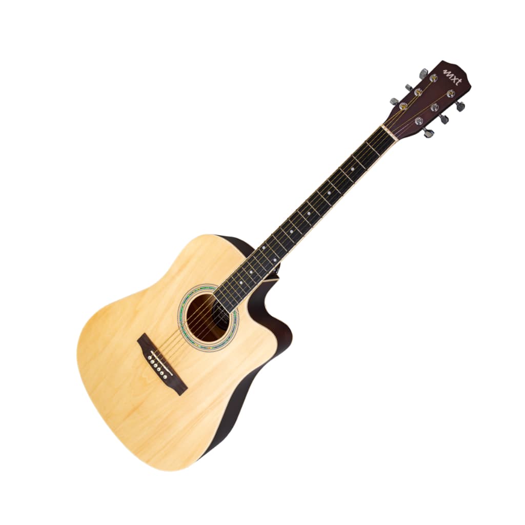 Violão Acústico Cutaway MXT 41A-NT 41" Natural 6 Cordas Aço Tília Mogno Tensor Tarraxas Blindadas 20 Trastes