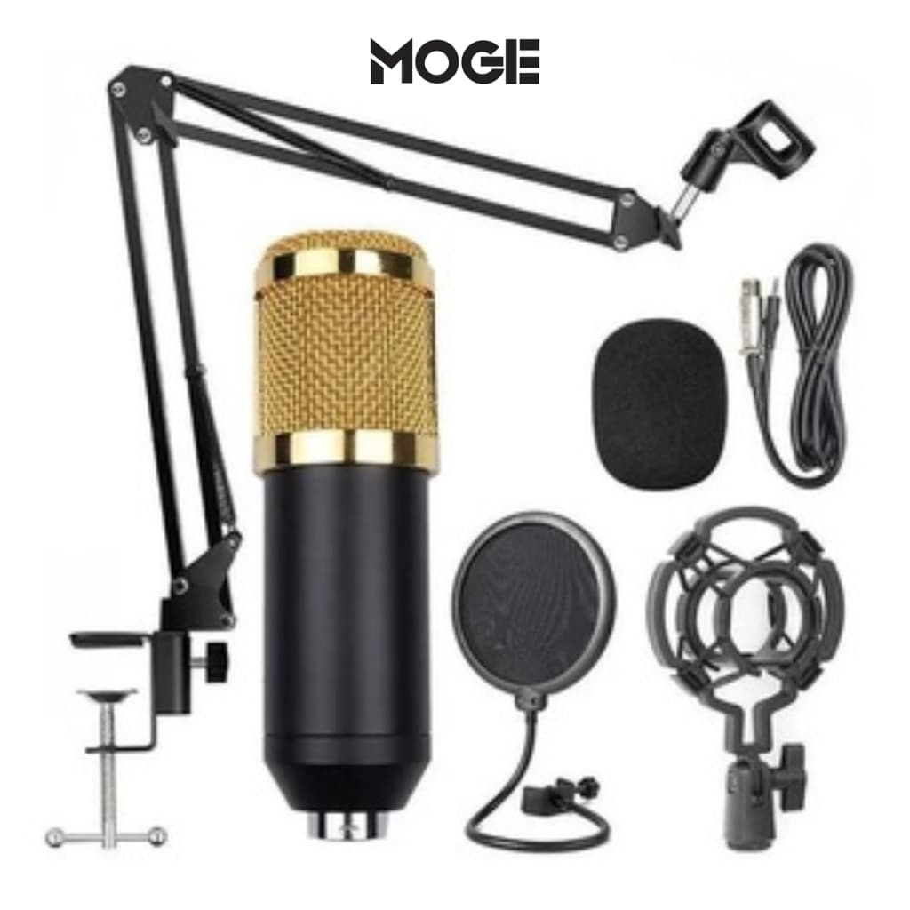 Kit Microfone Condensador Profissional | Braço Articulado | Pop Filter | LEBOOS