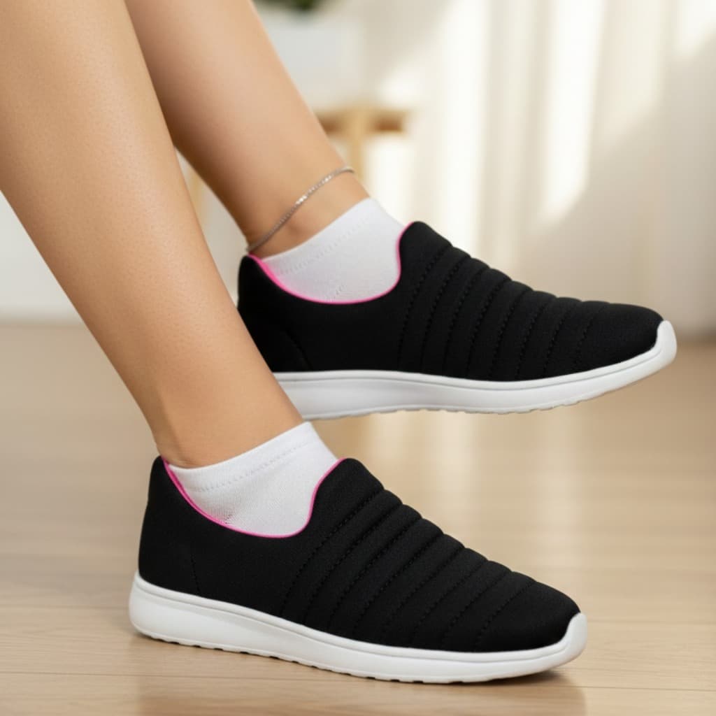 Sapato Feminino Slip On Confortável Tênis Casual Leve Sem Cadarço Dia a Dia Antiderrapante Academia Passeio