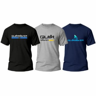 kit 3 camisetas  Quiksilver 100% Algodão fio 30.1 Perfeita para dia dia