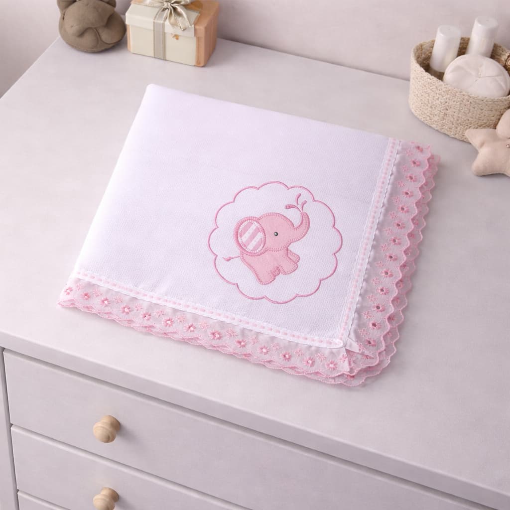 Manta de Bebê Piquet Estampada com Laço 100% Algodão | Macia e Respirável 70x70 cm
