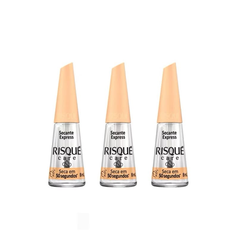 Kit com 3 ou 6 Esmaltes Risque Care Secante Express Óleo Secante Seca em 50 Segundos