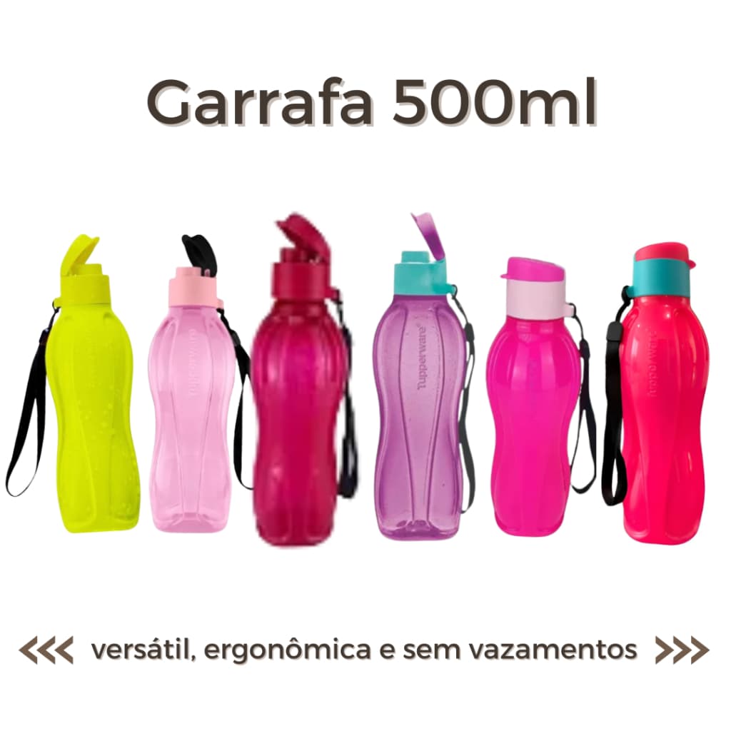 ECO TUPPER 500ml Garrafa Tupperware Original com cordinha rosa/lilás/pink/amarelo/ ecológia e durável sem bpa