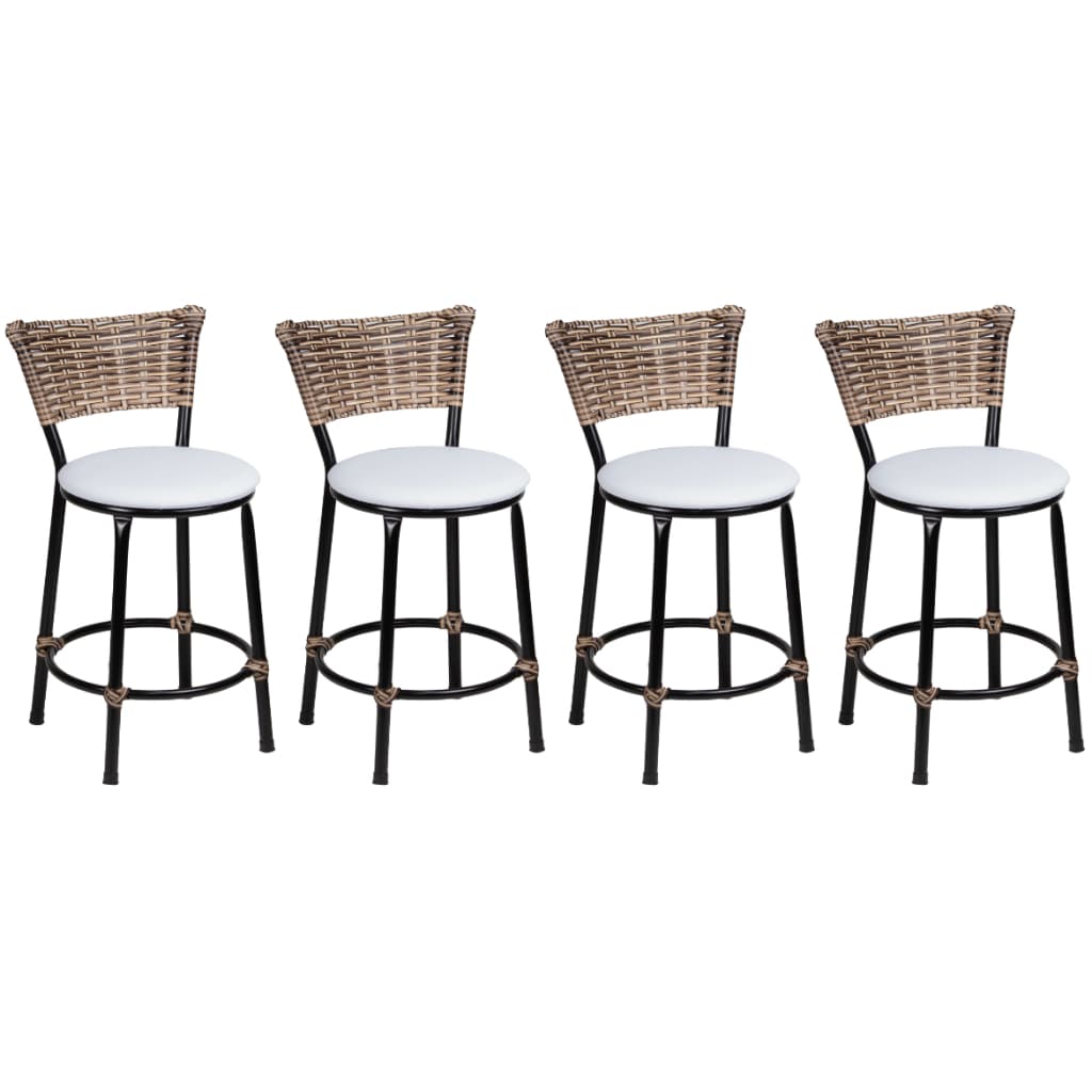 Kit 4 Banco Banqueta Baixa para Mesa Balcão Junco Cappuccino Trançado á Mão