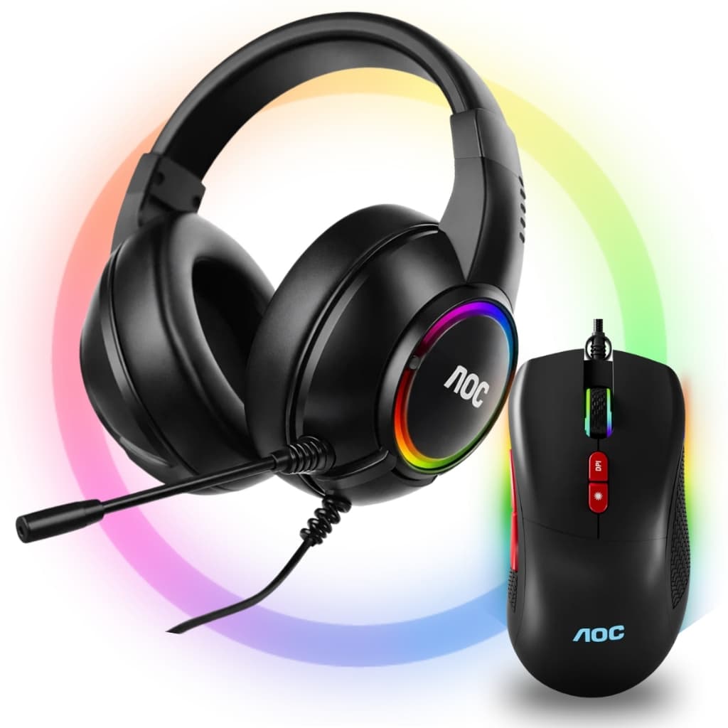 KIT Combo Gamer fone de Ouvido Headset Gamer + Mouse Gamer Jogos RGB  PS3/PS4/PS5/PC ACG2510