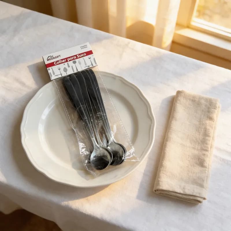 Colher de Suco de Aço Inox com 6 Unidades - 21cm