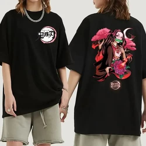 Camiseta Algodão Oversized Anime Mangá Japonês Nezuko Nova Lançamento