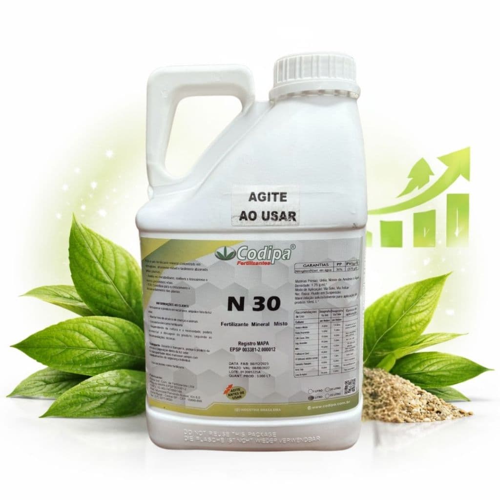 Adubo N30 - Codipa - 5l Adubo Liquido Ureia Fertilizante Foliar Nitrogênio Pasto