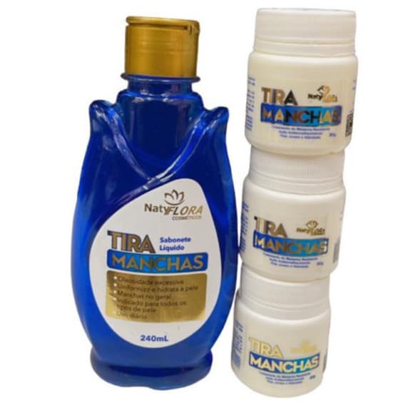 Kit Pomada Tira Manchas Natyflora 3 Cremes 1 Liquido Clareador