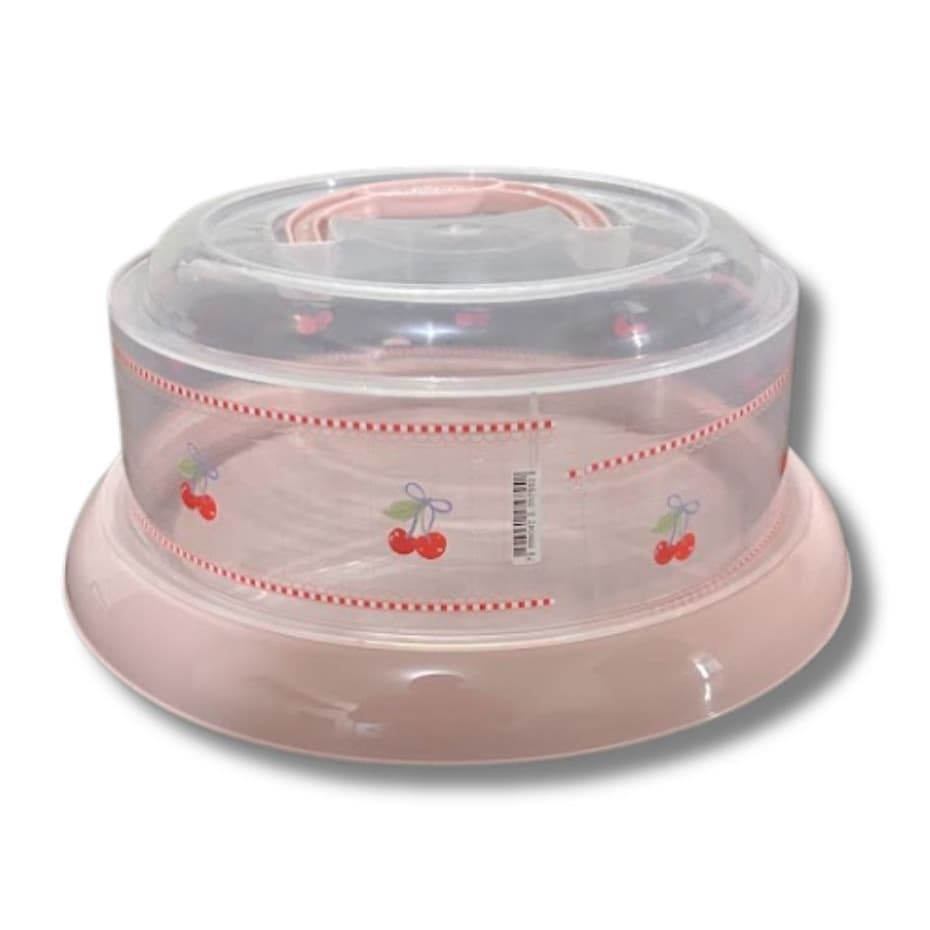 Queijeira Redonda com Tampa, Rosca e Alça Decorado Rosa Cerejinha - Porta queijo rosa descordado estampa