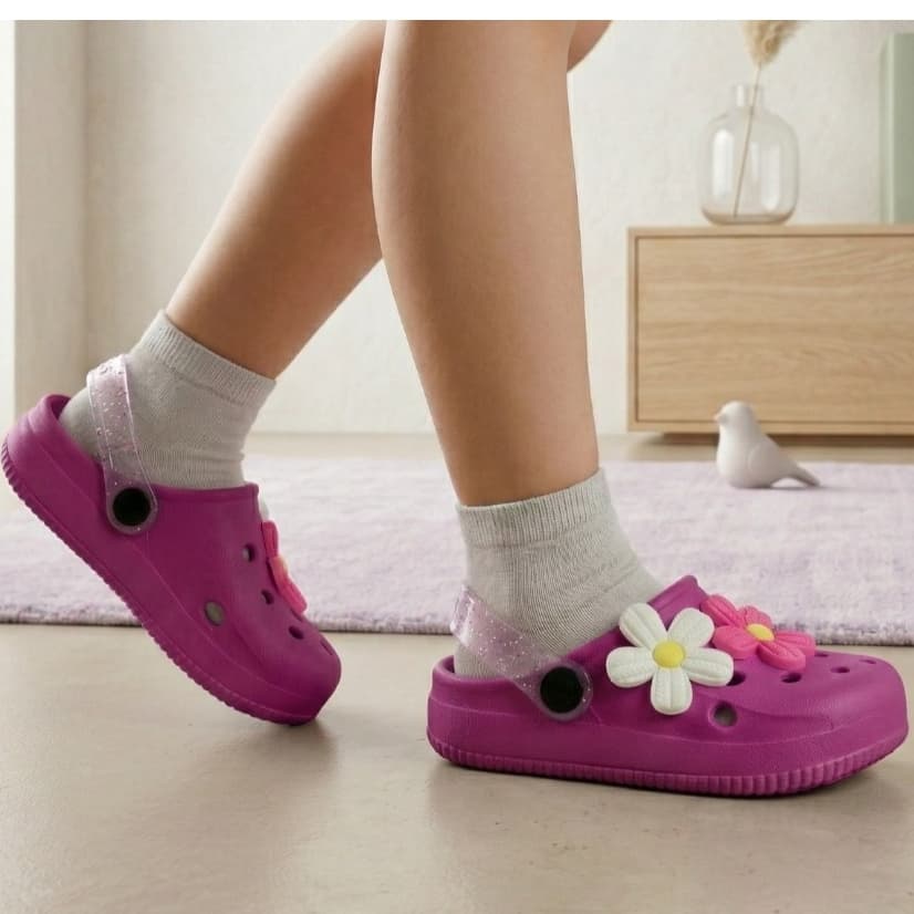 Babuche Sandália Infantil L1 2 Flores Meninas Estilosas e Moderna