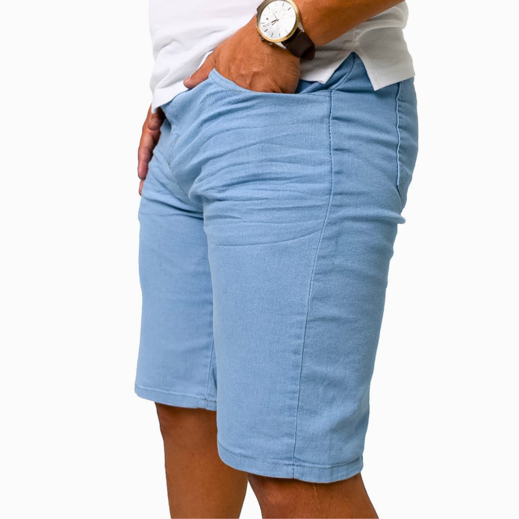 Bermudas Lisas Masculinas Jeans com Elastano Premium - Leve, Confortável e Moderna | Visual Prático.