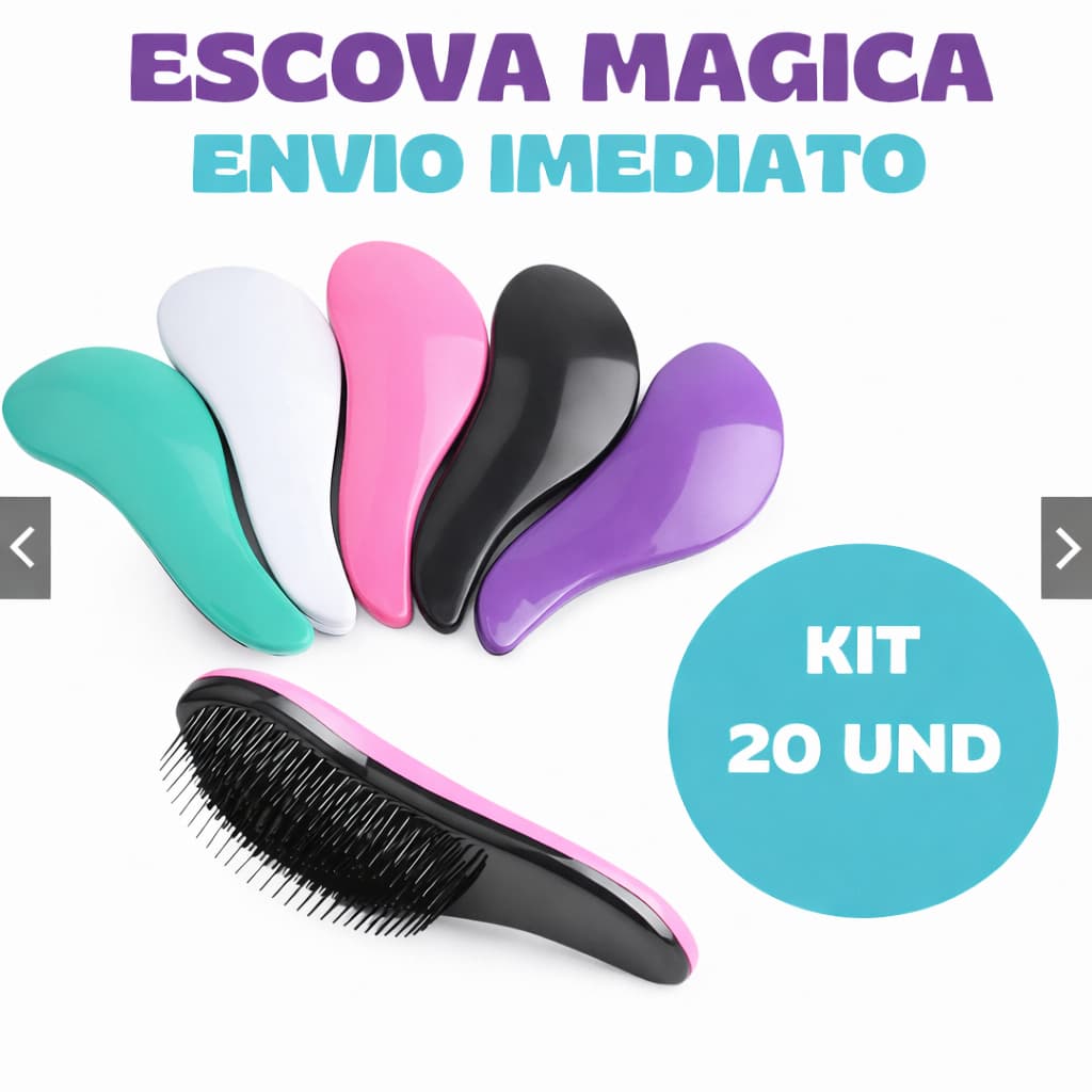 Kit Com 20 Escovas Magica Desembaraçadoras Para Cabelo Atacado