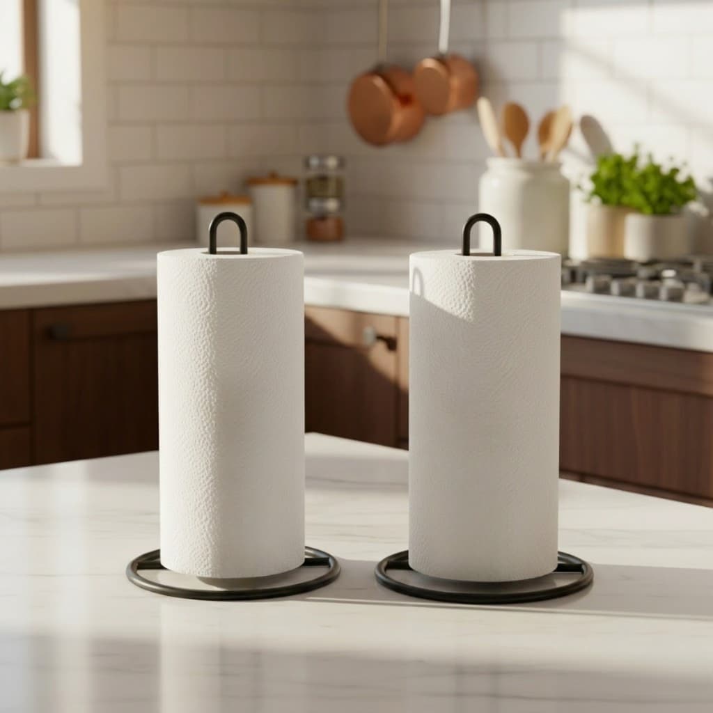 Conjunto Suporte Vertical para Rolo de Papel Toalha Mesa de Cozinha e Guardanapos Resistente de Casa