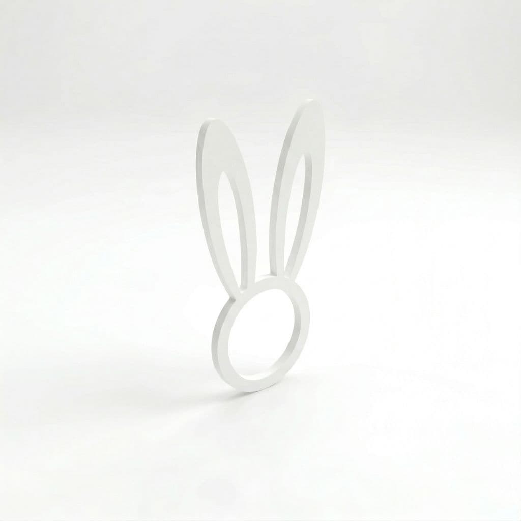 Anéis para Guardanapo Páscoa Orelhinha Coelho Mesa Posta - Acrilico Branco 3mm