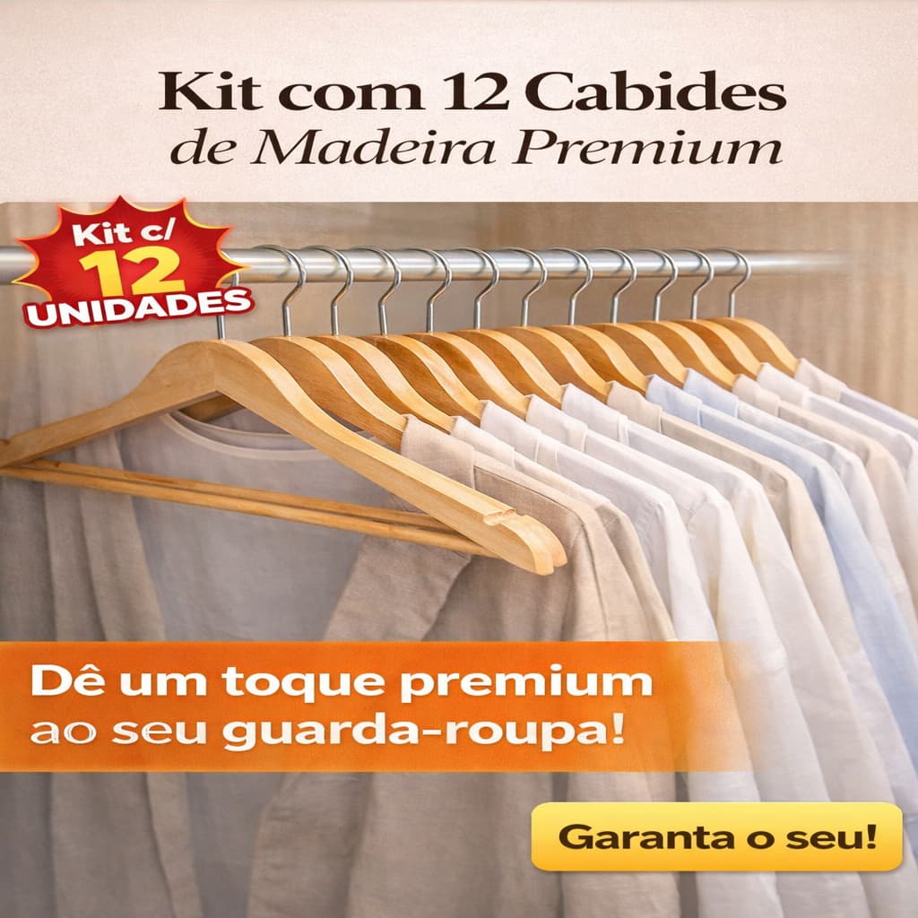Kit Cabides de Madeira com Verniz Resistente, Antiderrapante,Organizador de Roupas para Guarda-Roupa
