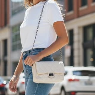 Bolsa Feminina Clássica Matelassê com Corrente Metalizada Alça Ombro e Transversal