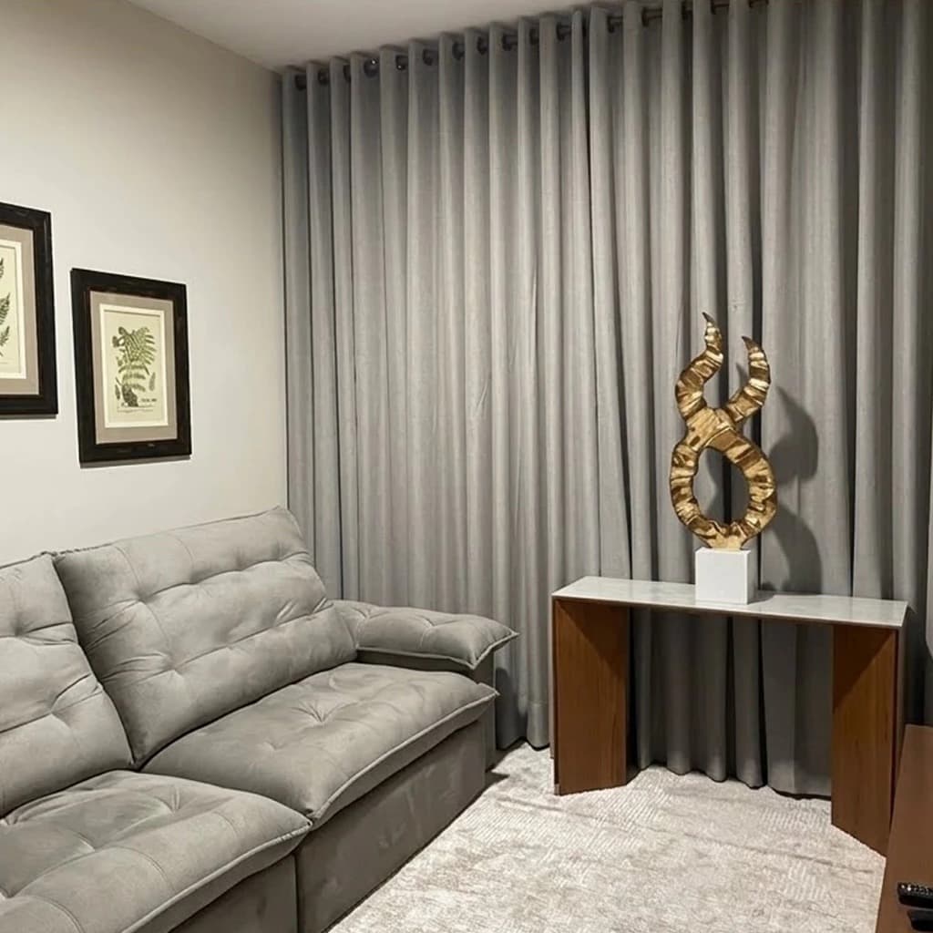 Cortina Voil Linho Com Forro Blackout Grosso 6,00m x 2,30/2,40/2,50/2,60/2,70/2,80 LUXO MODERNO