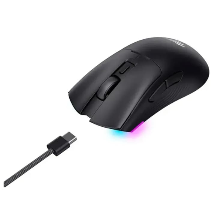 Mouse Gamer Sem Fio Havit Tri-mode MS966S, USB-C + 2.4G (USB) + Bluetooth 5.2, 10000DPI, 7 Botões - Preto