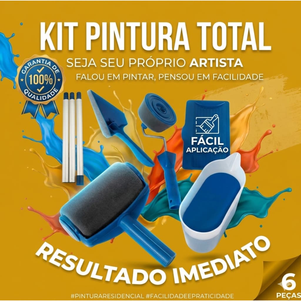 Rolo Pintura Reservatório Profissional 6 Peças Antigotejamento Pintor Pintar Parede Teto Acabamento