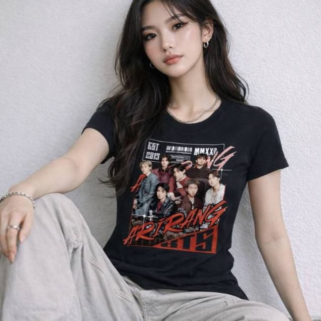 Baby Look BTS Arirang Kpop Estampa Frente 100% Algodão Premium Feminina