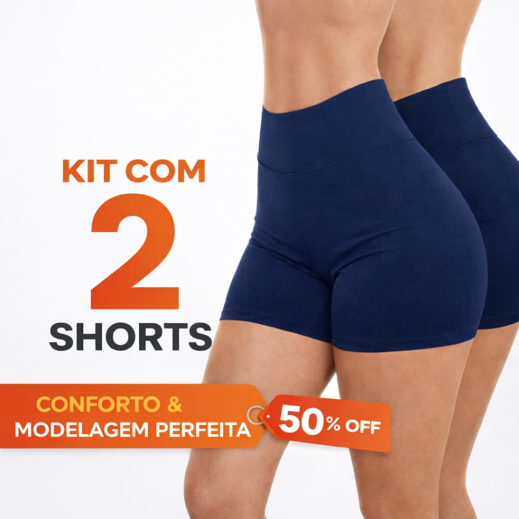 Kit 2 Shorts Feminino Meia Coxa Cintura Alta Suplex Academia Zero Transparência Fitness