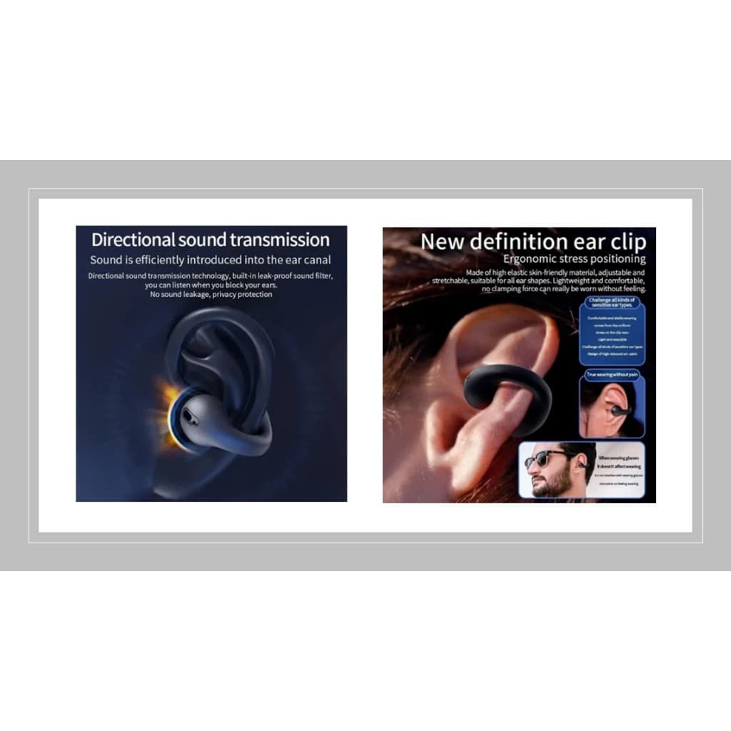 T75 Fones De Ouvido Com Clipe De Orelha Bluetooth 3D Surround Estéreo Baixo Esportes Jogos Fone Microfone