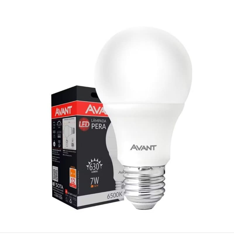 Lanpada Led Pera HP 7W | Luz Branco Frio | 630 lúmens 6500k 12v E27 | Avant