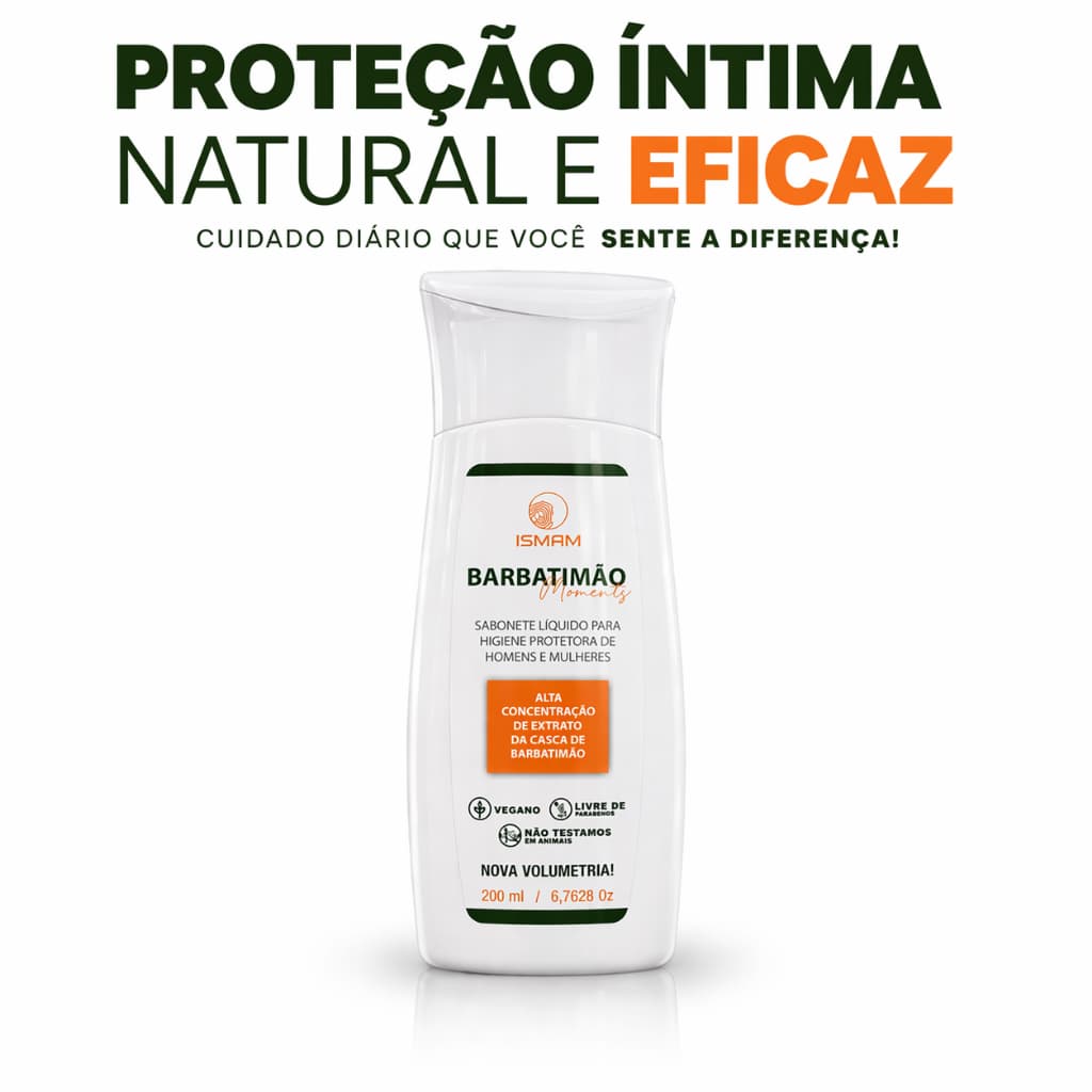 Sabonete Líquido Íntimo Barbatimão Higiene Íntima Masculina Feminina Antibacteriano Contra Odor Uso Diário 120ml