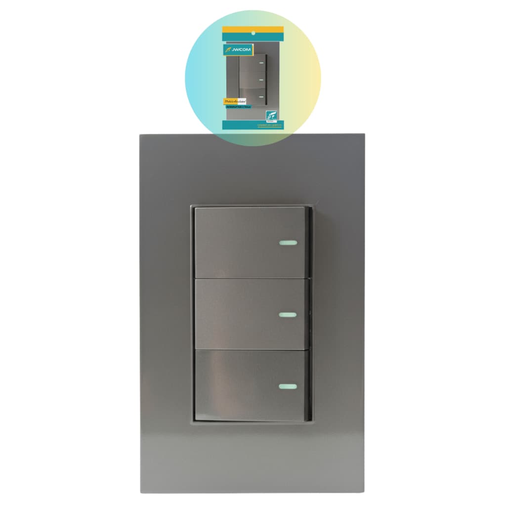 Interruptor 3 Teclas Paralelo Com Placa 4x2 3way Cinza